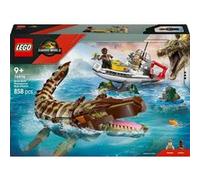 LEGO Jurassic World 76974 Le bateau en mission et le mosasaure en briques
