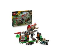 LEGO Jurassic World 77982 Spinosaurus Escape avec dinosaure articulé et figurines Moto Noir
