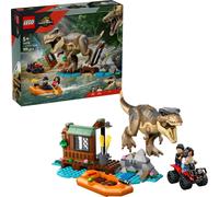 LEGO Jurassic World Évasion du T.Rex - Jouet interactif avec figurine de dinosaure, bateau, VTT et 2 minifigures - Cadeau pour garçons et filles à partir de 5 ans - 76975