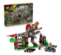 LEGO Jurassic World L’Évasion du Spinosaure - Jouet Interactif avec Figurine de Dinosaure, Moto & 2 Minifigurines - Idée de Cadeau d'anniversaire pour Garçon ou Fille dès 9 Ans 77982