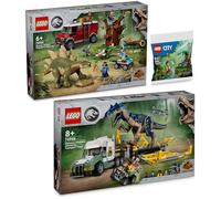 Lego Jurassic World Missions Dinosaures : Allosaurus Transporter (76966) & découverte du stégosaure (76965), kit Lego Dino Combi à partir de 8 ans - Nouveauté