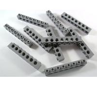 LEGO Lot de 10 Briques Technic « Pierre 1 x 8 Picots avec Trous » en Gris Clair.