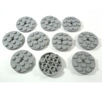 Lego Lot de 10 rundplatte 4 x 4 picots en gris clair pour le neuf.