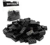 Lego Lot de 100 briques classiques de 2 x 4 - Blocs de construction individuels en vrac pour plaque et boîte Lego, kit de démarrage, briques de base (3001) (noir)