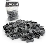 Lego Lot de 100 briques grises 2 x 4 classiques, pour plaque et boîte Lego grises - Kit de démarrage - Briques basiques (3001) (gris foncé)