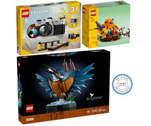 Lego Lot de 3 : 10331 Martin-pêcheur, nid d'oiseau 40639 et caméra rétro 31147