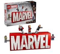 LEGO Marvel Logo Marvel et Ses Super-Héros - Jeu de Construction Collector avec Minifigurines Avengers : Captain America, Iron Man, Thor, Black Widow & Hulk - Idée Cadeau pour Garçon dès 12 Ans 76313