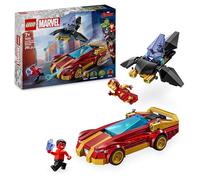 LEGO Marvel La Voiture d’Iron Man et Black Panther Contre Hulk Rouge - Inclut 3 minifigurines de Super héros - Véhicule de Sport et Avion à Construire - Idée de Cadeau pour garçon dès 7 Ans 76310