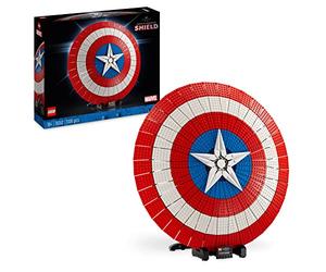 LEGO Marvel Le Bouclier de Captain America - Kit de Construction Avengers Infinity Saga pour Adultes avec Minifigurine, Plaque de Nom et Marteau de Thor - Idée Cadeau pour Hommes et Femmes 76262