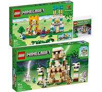 Lego Minecraft 21249 Lot de 3 boîtes de bricolage 4.0, 21250 La Forteresse du Golem et 30647 La Grotte Tropicale