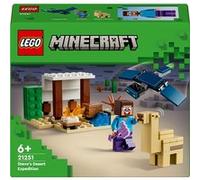 LEGO Minecraft L’Expédition de Steve dans Le Désert - Jouet Maison avec 3 Figurines Dont Steve - Table de Fabrication & Hache Enchantée - Cadeau pour Gamer, Garçon ou Fille dès 6 Ans 21251