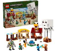 LEGO Minecraft Balloon Ghast attaque le village, jouet interactif pour enfants avec figurines de golem et de poulet, maison du jeu à construire, cadeau pour les 10 ans, pour garçons et filles 21273