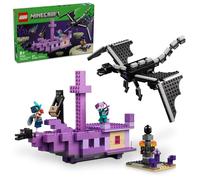 Lego Minecraft The Ender Dragon and End Ship Building, Jeu vidéo avec 2 Figurines Minecraft, Jouet d'action Dragon pour Enfants, Cadeau d'anniversaire pour garçons et Filles âgés de 8 Ans et Plus,