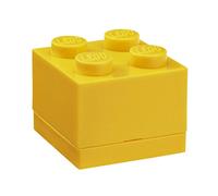 LEGO Mini Box 4 Knobs jaune - Boîte de rangement compacte et polyvalente pour snacks, bijoux, accessoires cheveux, souvenirs - 46x46x43 mm