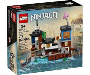 LEGO NINJAGO 40704 Kit de construction de micro-docks : version miniature des quais de ville NINJAGO avec marché, salon de thé, salle de jeux d'arcade et appartements (275 pièces)