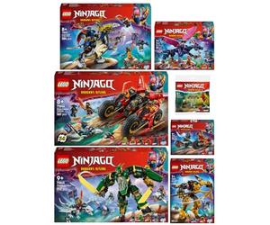 LEGO Ninjago 7 pièces : 71838 Kai's Motorcycle Race, 71839 Arins Spinjitzumech, 71842 Rontu the Master Dragon, 71843 Rogues Mech Dragon Rider, 71844 Ninja Action Racer, 71845 Lloyds Jet-Mech & 30650
