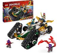 LEGO NINJAGO Chenille combinée de l'équipe ninja, set 4 en 1 avec planeur, voiture de course et 2 motos et 6 minifigurines, cadeau pour garçons et filles, jouet ninja 71820