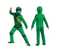 LEGO Ninjago - Costume Lloyd Ninjago Vert pour Enfants - Taille M - Licence Officielle - Combinaison + Masque - Textile Doux - Imprimés Détaillés - Déguisement pour Fêtes, Anniversaires, Haloween