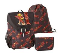 LEGO® NINJAGO® Easy Ensemble cartable 3 pièces pour garçon avec sac de gym, trousse à crayons (avec tous les ustensiles d'écriture nécessaires) Léger et grand confort, Ninjago, rouge, taille unique