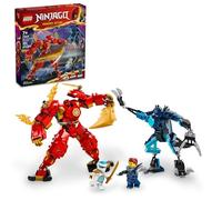 Lego Ninjago Figurine Elemental Fire Mech de Kai, Mini Jouet Ninja pour Enfants avec Figurine Ninja Rouge Personnalisable Plus Figurines Kai et Zane, Ensemble d'aventure pour garçons et Filles à