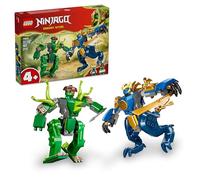 LEGO Ninjago Le Combat du Robot Dragon de Jay 71853 | Jouet pour garçon ou fille dès 4 ans, 2 figurines d’action, jouet ninja, Katana, sabre, cadeau d’anniversaire, 107 pièces