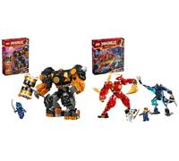 LEGO Ninjago Le Robot Élémentaire du Feu de Kai, Jouet Ninja pour Enfants avec Figurine Rouge & Ninjago Le Robot Élémentaire de la Terre de Cole, Jouet de Construction pour Garçons et Filles