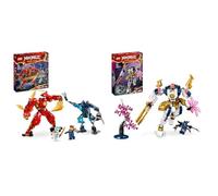 LEGO Ninjago Le Robot Élémentaire du Feu de Kai, Jouet Ninja pour Enfants & Ninjago Le Robot Élémentaire de la Technologie de Sora, Jouet de Construction pour Enfants avec Minifigurine