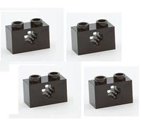 Lego Parts: Technic, Brick 1 x 2 with Axle Hole (PACK of 4 - Black) by "Parts - Technic, Bricks"