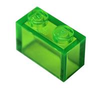 LEGO Pièces et Pièces: Vert Trans-Brillant (Vert Clair Transparent) 1x2 Brique x50