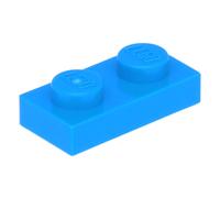 LEGO® Plaque 1x2 Bleu azur foncé (Dark Azure) 100 pièces