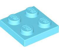 LEGO® Plaque 2x2 Moyenne Bleu Azur (Medium Azure) 25 pièces