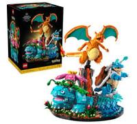 LEGO Pokémon Florizarre, Dracaufeu et Tortank - Set pour Adulte - Maquette 3D - 3 Figurines Anime pour Décoration DIY de Salon ou Bureau - Idée de Cadeau Gaming Collector pour Fans 72153