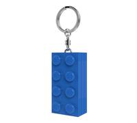 Lego Porte-clés Brick 2 x 4 avec lampe de poche LED - Environ 7,6 cm de grand bloc de construction bleu (KE234HB) - Cadeau pour enfants et fans - Piles incluses - Anneau en métal durable