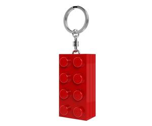 Lego Porte-clés Brick 2 x 4 avec lampe de poche LED - Environ 7,6 cm de grand brique rouge (KE234HR) - Cadeau pour enfants et fans - Piles incluses - Anneau en métal durable