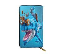 Lego Shark Portefeuille long en cuir pour femme 12 emplacements pour cartes de crédit Poche zippée pour pièces de monnaie Compartiments pour argent liquide Pochette élégante pour un usage quotidien
