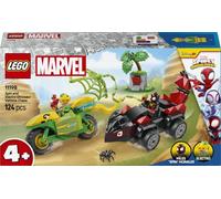 LEGO Spidey Course-Poursuite Entre Spin et Electro en Dino-véhicules 11198 | Jouet voiture et moto pour garçon ou fille dès 4 ans, 2 minifigurines de super-héros, cadeau Spidey pour enfant, 124 pièces