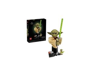 LEGO Star Wars 75438 Buste Yoda à exposer avec sabre laser, tête et oreilles ajustables, figurine Yoda et socle noir