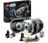 LEGO Star Wars TIE Bomber Brick Model, jouet pour enfant, vaisseau spatial avec la figurine de Dark Vador avec sabre laser et la figurine de droïde GNK, idée cadeau, 75347
