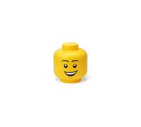 LEGO Storage Head (MINI) - HAPPY BOY - Boîte Empilable avec Couvercle - Rangement Ludique pour Jouets et Petits Objets