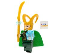 LEGO Superhéros : Loki Minifigure avec sceptre et Tesseract et cape bleue supplémentaire - À partir de 6 ans (1 pièce)