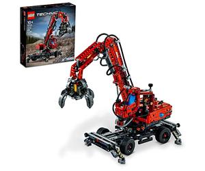 Lego Technic Material Handler Crane 42144 Kit de Construction à partir de 10 Ans Cadeau pour Les Enfants Qui Aiment Les modèles pneumatiques et Les Jouets de Chantier (835 pièces)