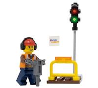LEGO Ville : ouvrier du bâtiment avec marteau piqueur et feu de signalisation