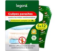 Legona Trichogramma Mites des vêtements - 12 Cartes à 5 livraisons - Anti-Mites Naturel - Produit performant Contre Les Mites