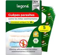 Legona Trichogramma Mites des vêtements - 5 Cartes à 1 Livraison - Anti-Mites Naturel - Produit performant Contre Les Mites