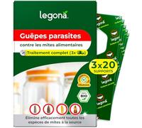 Legona Trichogrammes - 20 supports, 3 livraisons - Auxiliaires de lutte biologique contre les mites alimentaires pour cuisine et garde-manger