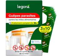 Legona Trichogrammes Anti-Mites Alimentaires, 10 Supports, 3 livraisons | 9 semaines contre mites alimentaires : cuisine, placards et garde-manger