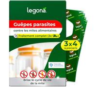 Legona Trichogrammes Anti-Mites Alimentaires, 4 Supports, 3 livraisons | 9 semaines contre mites alimentaires : cuisine, placards et garde-manger