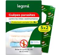 Legona Trichogrammes Anti-Mites Textiles, 2 Supports, 5 livraisons | 15 semaines contre mites des vêtements : armoire, laine et textiles