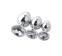 Legou Anal Plug 3 PCS Diamant Rond en Acier Inoxydable Jouets pour Femmes et Couples Débutant Blanc transparent 3 Pcs
