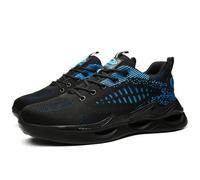 Legou Chaussures d'assurance du travail avec tête en acier - Respirantes et confortables - Résistantes à l'usure - Antidérapantes, Bleu, 10 US